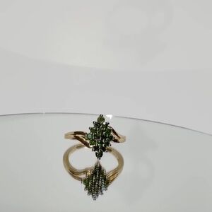 NEW Solid 10K Gold Natural Green Diamond Ring